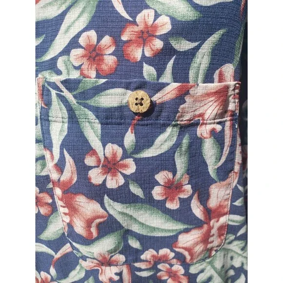 Banana Cabana 100% SILK Mens XXL 2XL Hawaiian Short Sleeve Button Up Shirt Blue - Picture 4 of 14